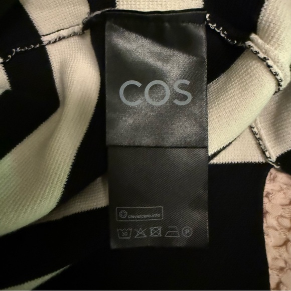 COS OVERSIZED STRIPED TURTLENECK SWEATER BLACK CREAM 100% COTTON MINIMALIST KNIT - Picture 9 of 10